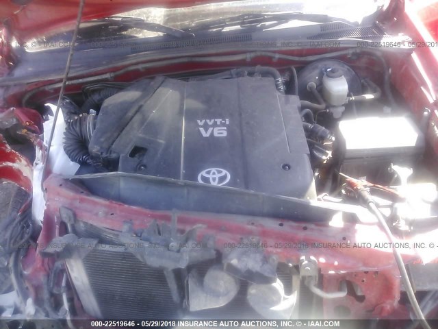 5TEUU42N26Z177308 - 2006 TOYOTA TACOMA ACCESS CAB RED photo 10