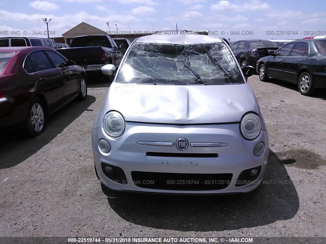 3C3CFFBR4CT125945 - 2012 FIAT 500 SPORT SILVER photo 6