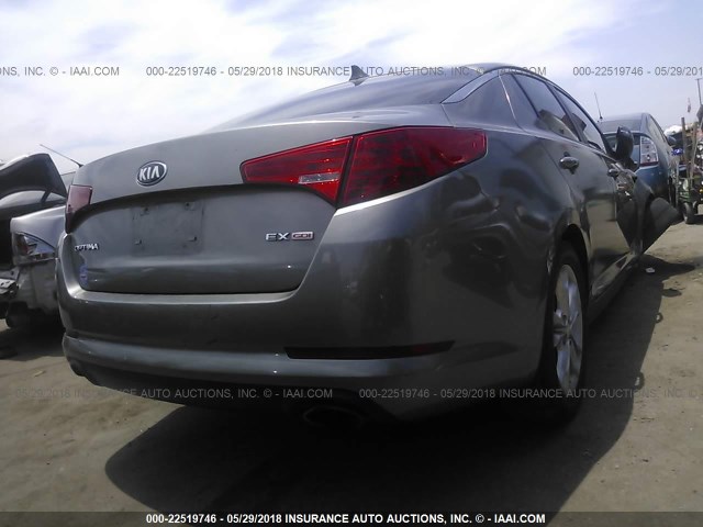 5XXGN4A7XDG196696 - 2013 KIA OPTIMA EX GRAY photo 4