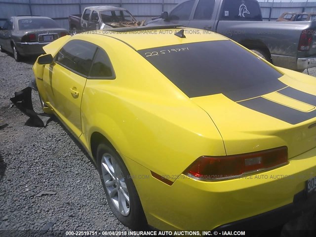 2G1FB1E34E9270173 - 2014 CHEVROLET CAMARO LT YELLOW photo 3