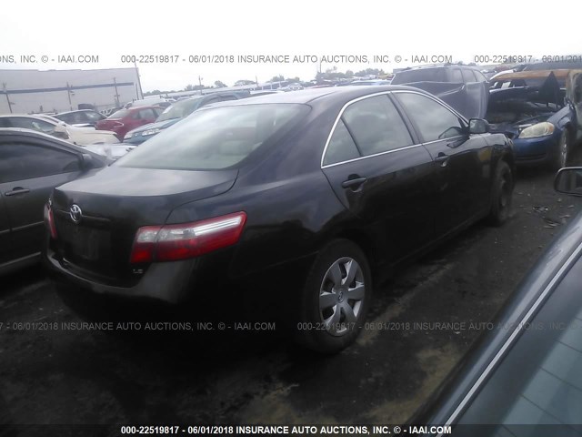 4T1BE46K78U782503 - 2008 TOYOTA CAMRY CE/LE/XLE/SE BLACK photo 4