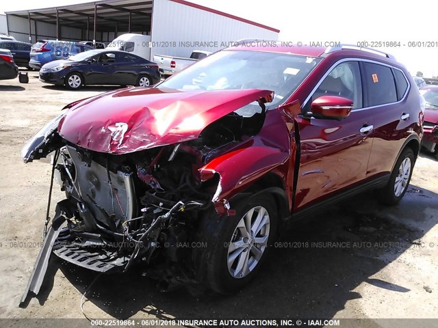 KNMAT2MT9FP582417 - 2015 NISSAN ROGUE S/SL/SV RED photo 2