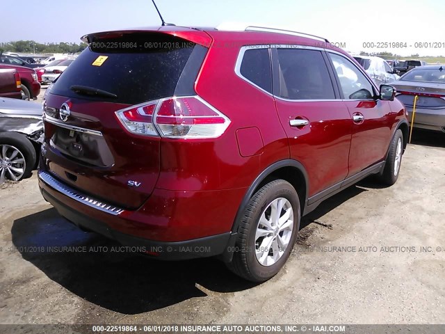 KNMAT2MT9FP582417 - 2015 NISSAN ROGUE S/SL/SV RED photo 4