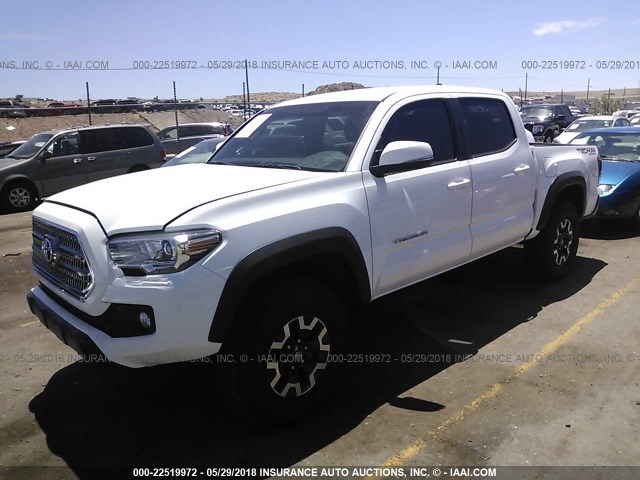 3TMCZ5AN0HM074103 - 2017 TOYOTA TACOMA DBL CAB/SR/TRDSPT/OR/PRO WHITE photo 2