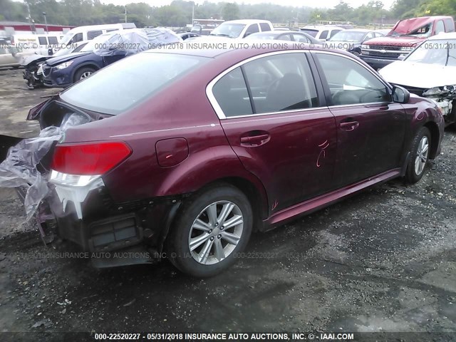 4S3BMBC6XB3255488 - 2011 SUBARU LEGACY 2.5I PREMIUM RED photo 4