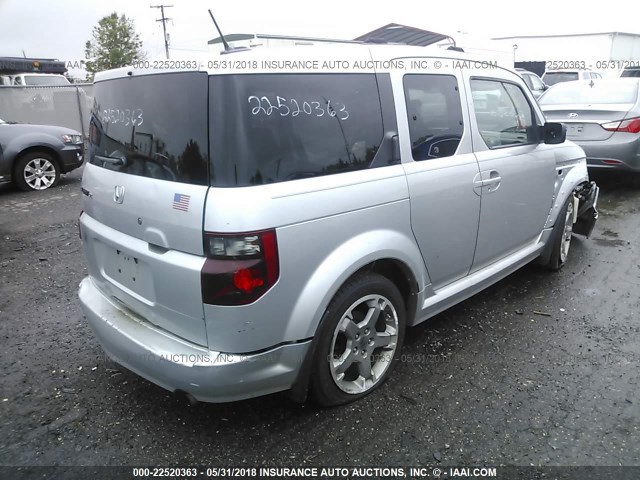 5J6YH18907L016304 - 2007 HONDA ELEMENT SC SILVER photo 4