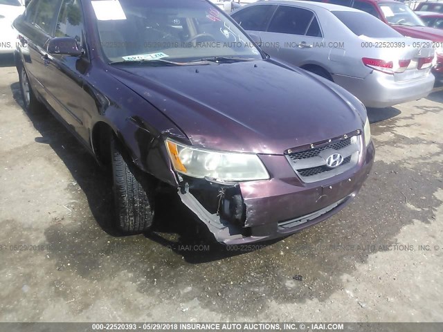 5NPEU46C76H138472 - 2006 HYUNDAI SONATA GLS/LX MAROON photo 6