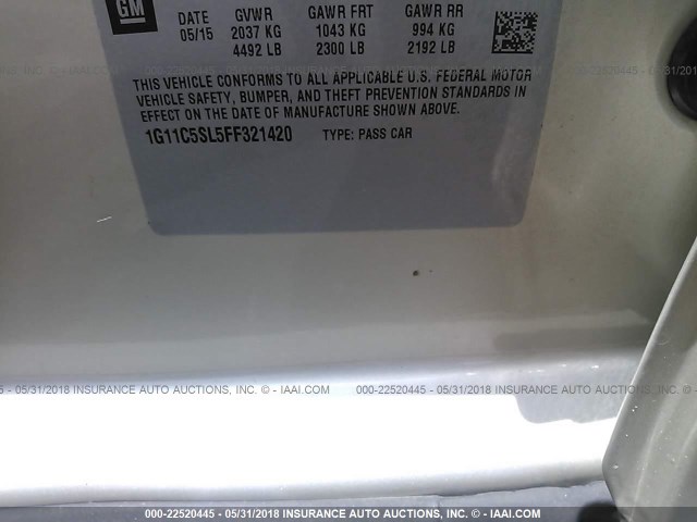 1G11C5SL5FF321420 - 2015 CHEVROLET MALIBU 1LT 金色 照片 9