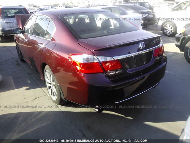 1HGCR2F54FA123595 - 2015 HONDA ACCORD SPORT BURGUNDY photo 3