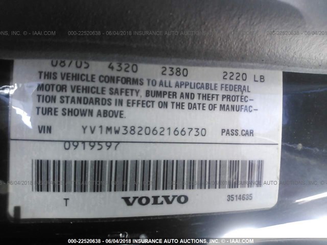 YV1MW382062166730 - 2006 VOLVO V50 2.4I BLACK photo 9