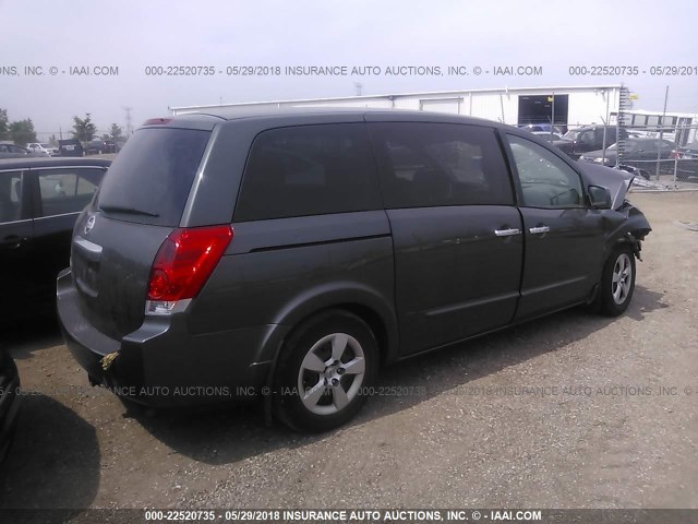 5N1BV28U88N115677 - 2008 NISSAN QUEST S/SE/SL GRAY photo 4