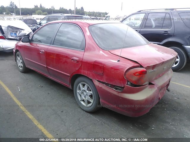 KNAFB121125118187 - 2002 KIA SPECTRA LS RED photo 3