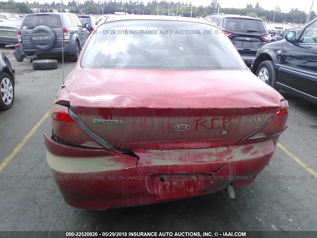 KNAFB121125118187 - 2002 KIA SPECTRA LS RED photo 6