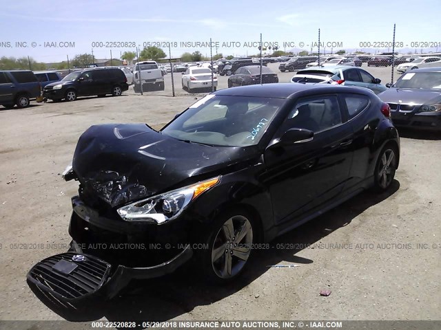 KMHTC6AEXEU206987 - 2014 HYUNDAI VELOSTER TURBO BLACK photo 2