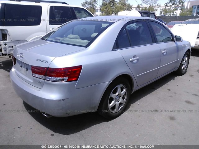 5NPEU46FX6H104293 - 2006 HYUNDAI SONATA GLS/LX SILVER photo 4