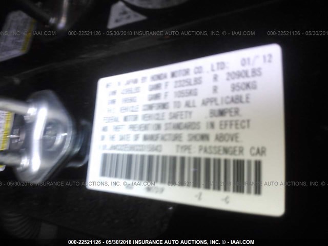 JH4CU2E86CC015843 - 2012 ACURA TSX SE BLACK photo 9