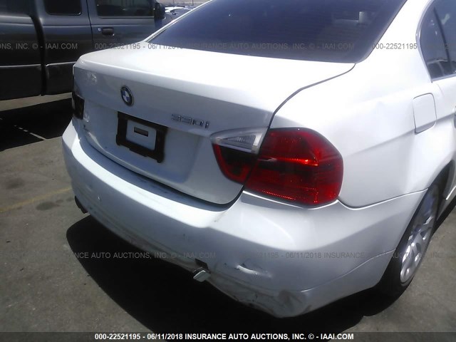 WBAVB33586KR78474 - 2006 BMW 330 I WHITE photo 6