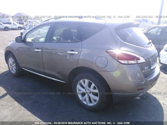 JN8AZ1MW0CW207556 - 2012 NISSAN MURANO S/SL/LE BROWN photo 3