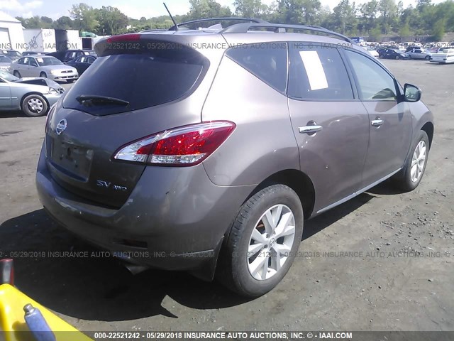 JN8AZ1MW0CW207556 - 2012 NISSAN MURANO S/SL/LE BROWN photo 4