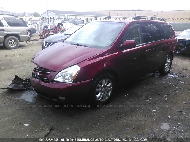 KNDMB233386246675 - 2008 KIA SEDONA EX/LX BURGUNDY photo 2