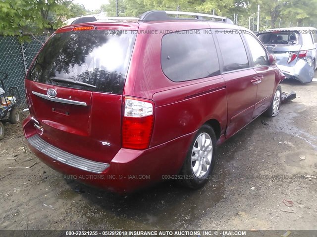 KNDMB233386246675 - 2008 KIA SEDONA EX/LX BURGUNDY photo 4