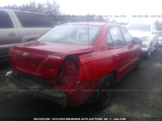 KMHDN46D95U054400 - 2005 HYUNDAI ELANTRA GLS/GT RED photo 4