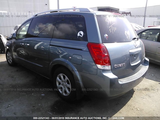 5N1BV28U18N114046 - 2008 NISSAN QUEST S/SE/SL BLUE photo 3