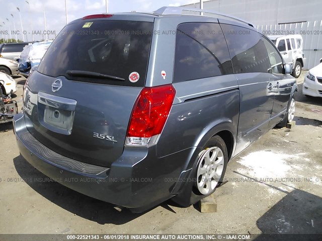 5N1BV28U18N114046 - 2008 NISSAN QUEST S/SE/SL BLUE photo 4