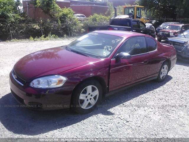 2G1WJ15K669261485 - 2006 CHEVROLET MONTE CARLO LS RED photo 2