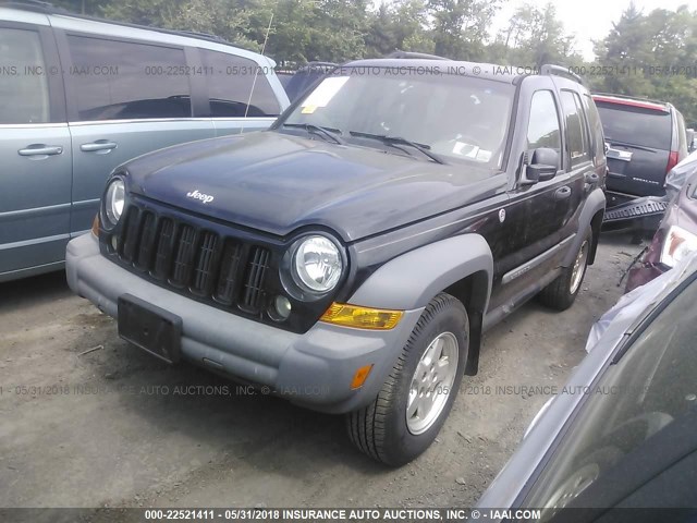 1J4GL48K15W592011 - 2005 JEEP LIBERTY SPORT BLACK photo 2