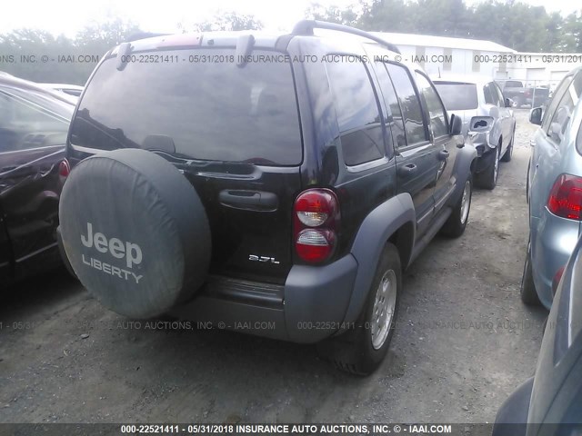 1J4GL48K15W592011 - 2005 JEEP LIBERTY SPORT BLACK photo 4