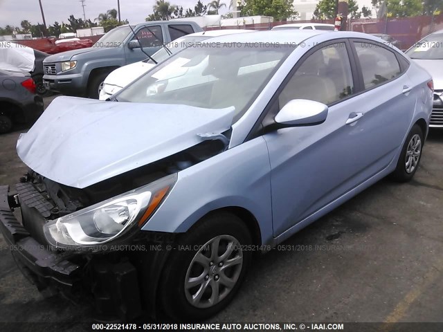 KMHCT4AE6DU549136 - 2013 HYUNDAI ACCENT GLS/GS Light Blue photo 2