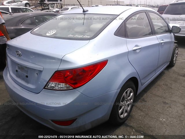 KMHCT4AE6DU549136 - 2013 HYUNDAI ACCENT GLS/GS Light Blue photo 4