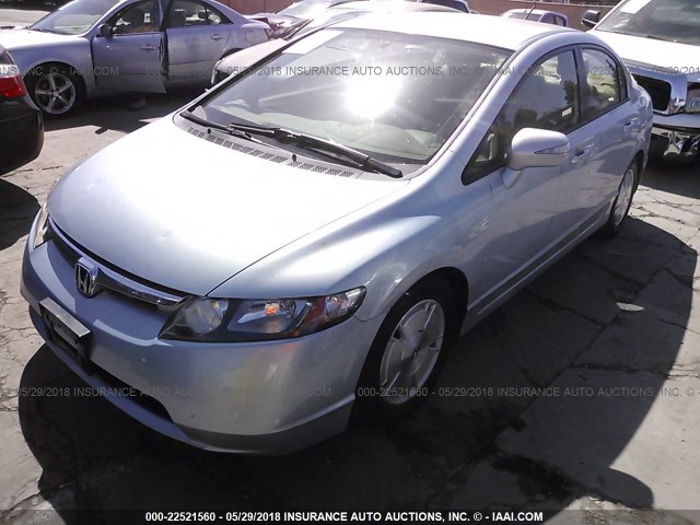 JHMFA36217S005299 - 2007 HONDA CIVIC HYBRID Light Blue photo 2