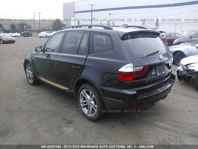 WBXPC93478WJ04411 - 2008 BMW X3 3.0SI BLACK photo 3