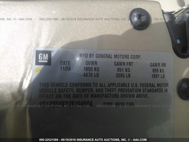 1G1ZS58F37F194904 - 2007 CHEVROLET MALIBU LS Qızıl foto 9