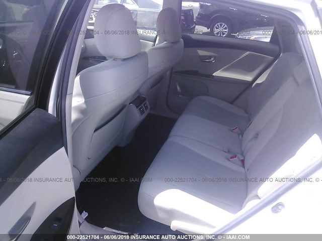 4T3ZK3BB8BU043212 - 2011 TOYOTA VENZA WHITE photo 8