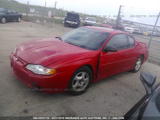 2G1WX15K629332127 - 2002 CHEVROLET MONTE CARLO SS წითელი ფოტო 2