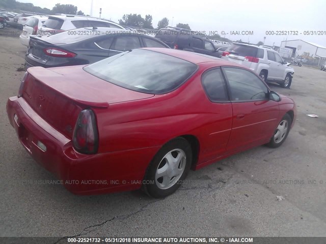 2G1WX15K629332127 - 2002 CHEVROLET MONTE CARLO SS RED photo 4