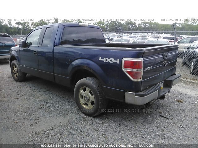 1FTRX14899FA07404 - 2009 FORD F150 SUPER CAB BLUE photo 3