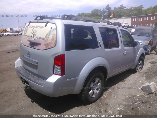 5N1AR18B38C662246 - 2008 NISSAN PATHFINDER S/LE/SE SILVER photo 4