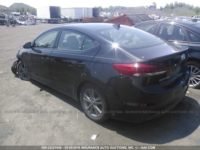 5NPD84LF7JH244928 - 2018 HYUNDAI ELANTRA SEL/VALUE/LIMITED BLACK photo 3