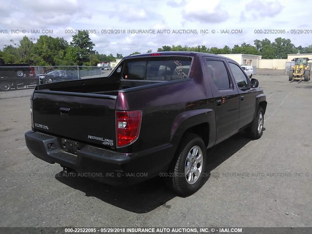 5FPYK1F43DB002157 - 2013 HONDA RIDGELINE RTS MAROON photo 4