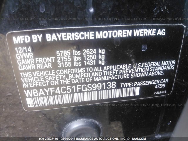 WBAYF4C51FGS99138 - 2015 BMW 740 LXI BLACK photo 9