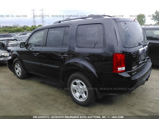 5FNYF4H20EB025455 - 2014 HONDA PILOT LX BLACK photo 3