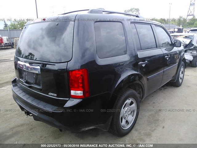 5FNYF4H20EB025455 - 2014 HONDA PILOT LX BLACK photo 4