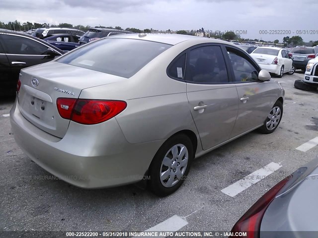 KMHDU46D88U333179 - 2008 HYUNDAI ELANTRA GLS/SE/LIMITED GOLD photo 4