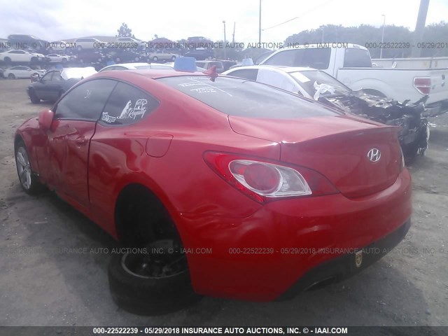 KMHHT6KD0CU078526 - 2012 HYUNDAI GENESIS COUPE 2.0T RED photo 3