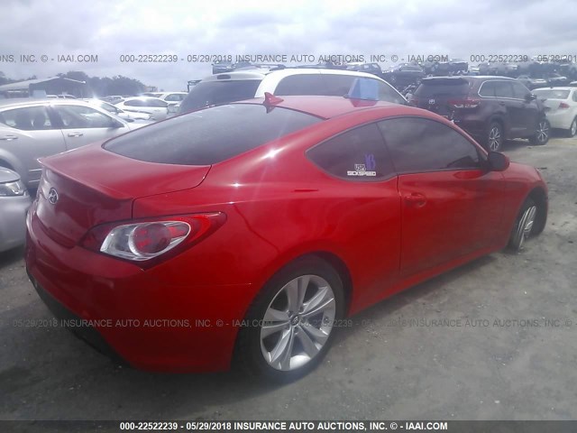 KMHHT6KD0CU078526 - 2012 HYUNDAI GENESIS COUPE 2.0T RED photo 4