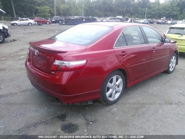 4T1BE46K77U065095 - 2007 TOYOTA CAMRY NEW GENERAT CE/LE/XLE/SE RED photo 4